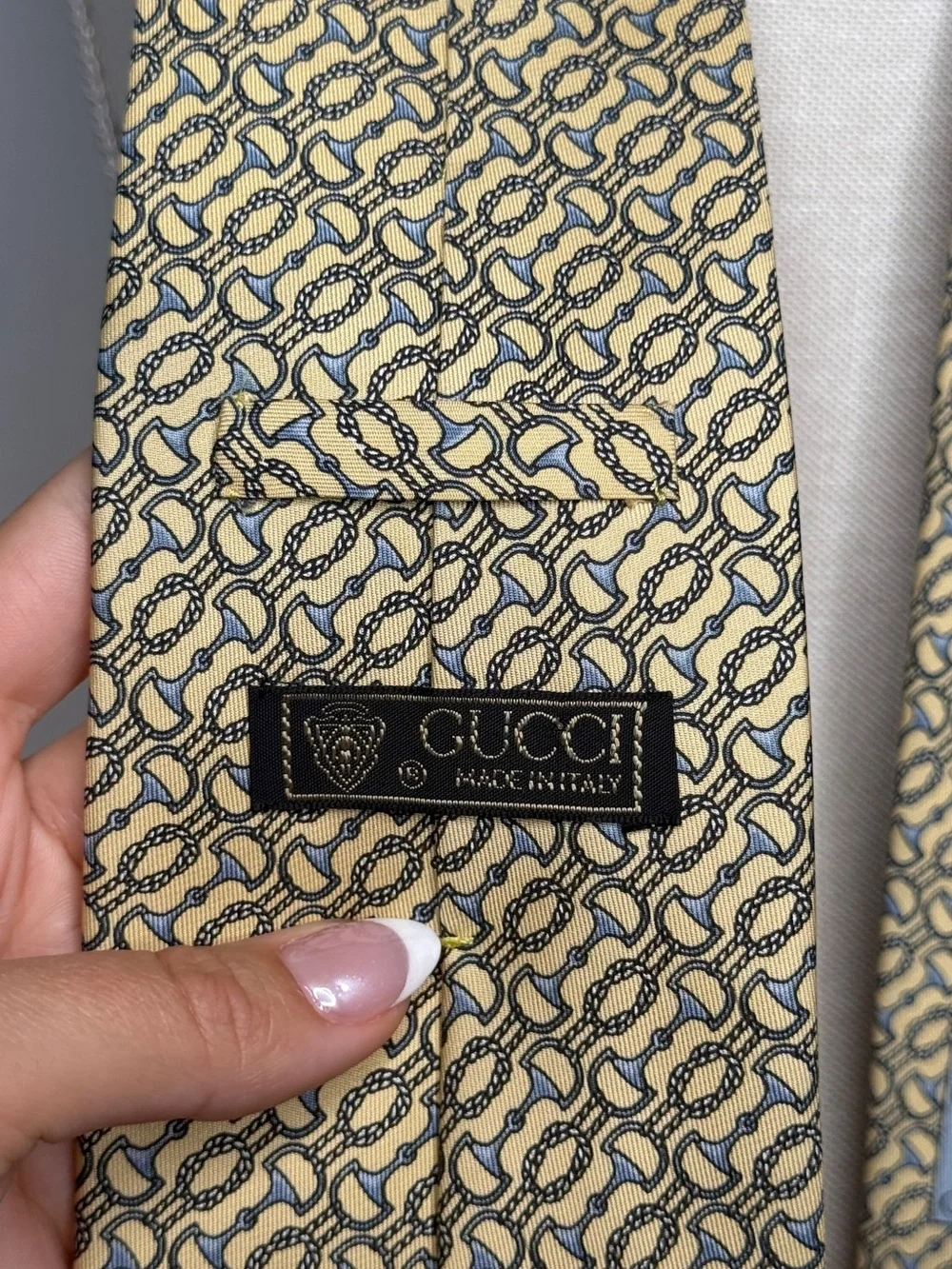 Gucci Horsebit Patterned Butter Yellow Silk Tie One Size